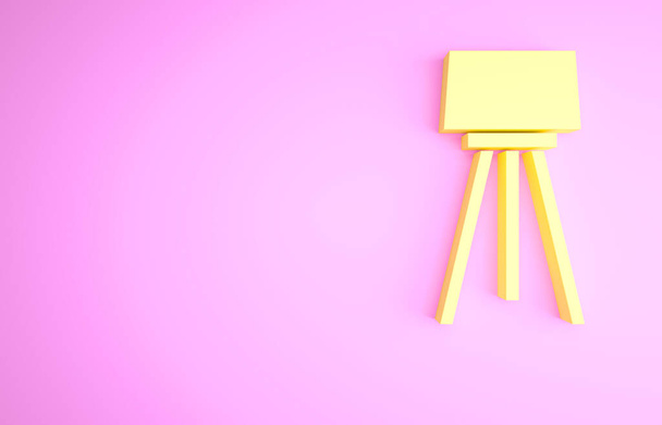 Icono de lámpara de pie amarillo aislado sobre fondo rosa. Concepto minimalista. 3D ilustración 3D render. - Foto, imagen