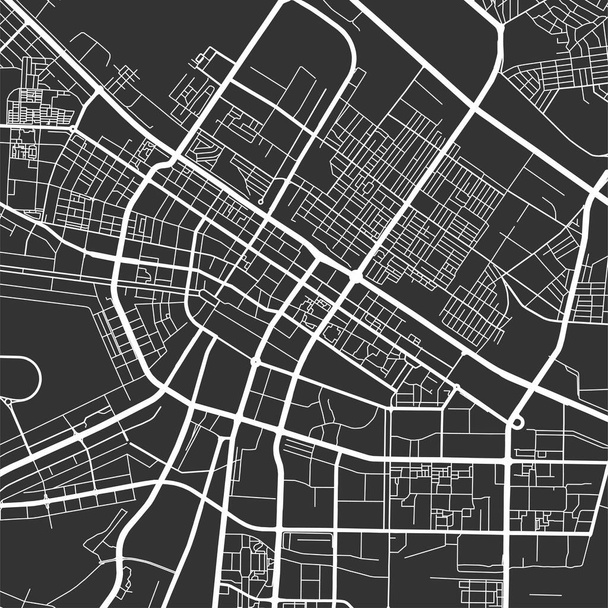 Carte de la ville d'Achgabat. Illustration vectorielle, carte Ashgabat affiche d'art en niveaux de gris. Street map image avec routes, vue sur la ville métropolitaine. - Vecteur, image