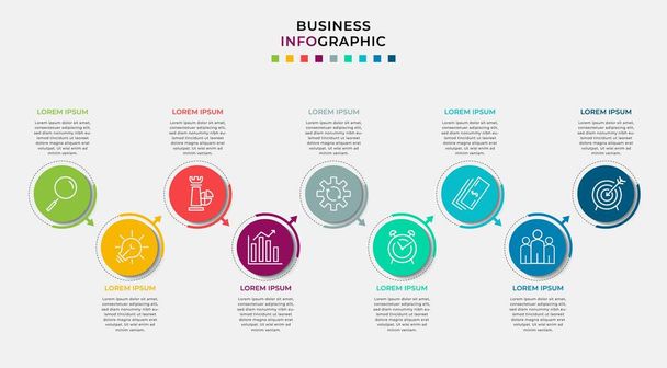 Minimal Business Infographics template. Timeline with 9 steps, options and marketing icons .Vector linear infographic with two circle conected elements. Can be use for presentation. - Vektor, obrázek