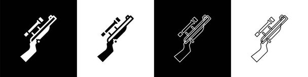 Set Rifle de francotirador con icono de mira aislado sobre fondo blanco y negro. Vector. - Vector, Imagen
