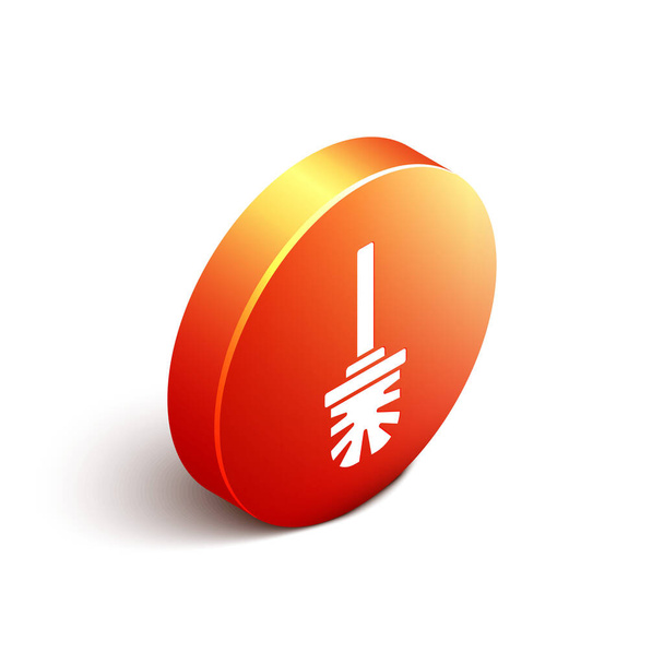 Isometric Toilet brush icon isolated on white background. Orange circle button. Vector. - Vector, Image