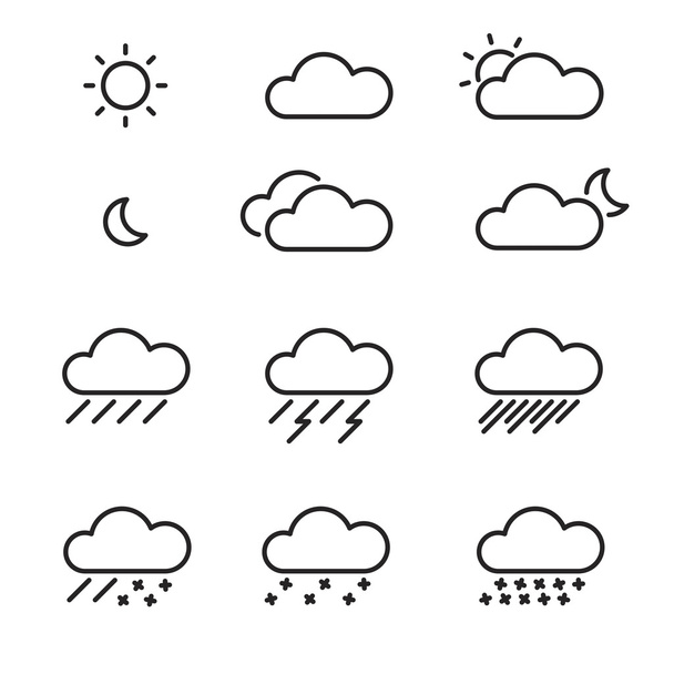 Conjunto de ícones meteorológicos vetoriais
 - Vetor, Imagem
