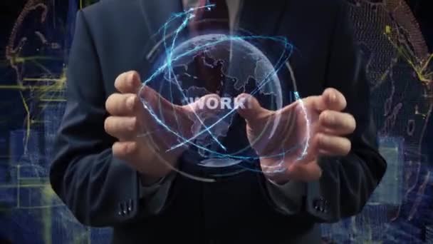 Férfi kezek aktiválása hologram hálózat - Felvétel, videó