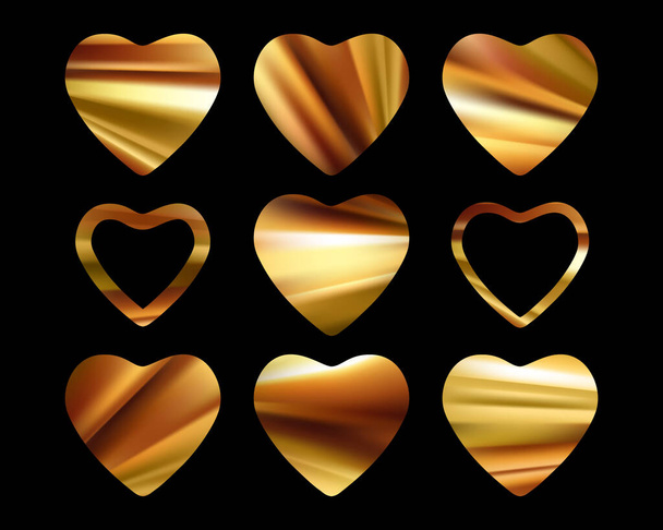 Golden foil hearts - ベクター画像
