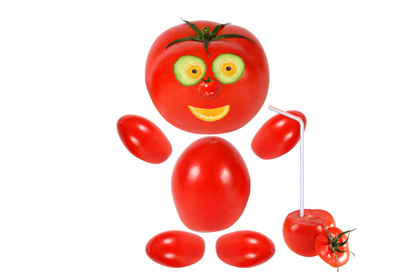 Une saine alimentation. Petite tomate drôle garde jus de tomate
  - Photo, image