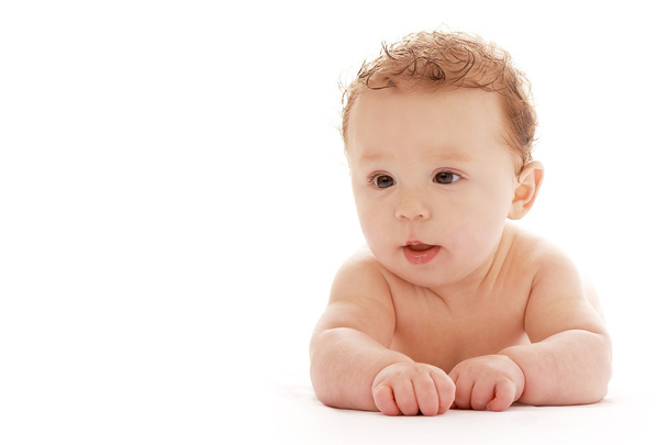 Infant baby on white background - 写真・画像
