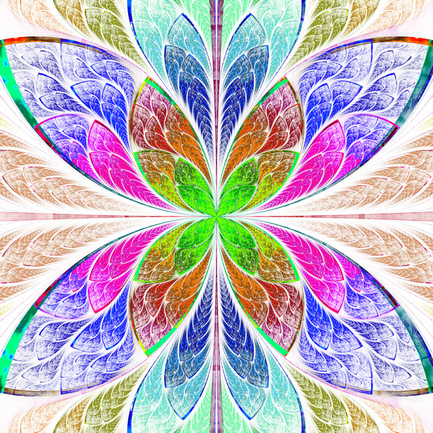 Flor fractal multicolor simétrica en estilo vitral. Co
 - Foto, Imagen