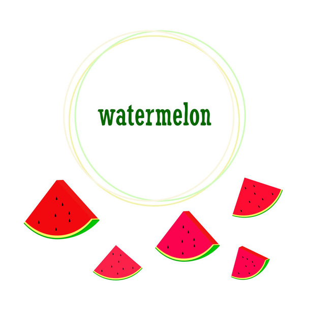 Watermelon. Banner juicy ripe watermelon slices. Summer time. - Vector, Imagen