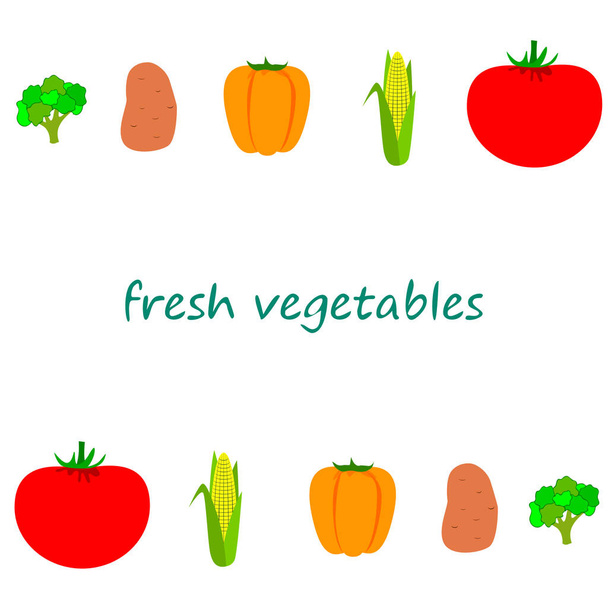 Organic food poster. Vegetables vector background. - Вектор,изображение
