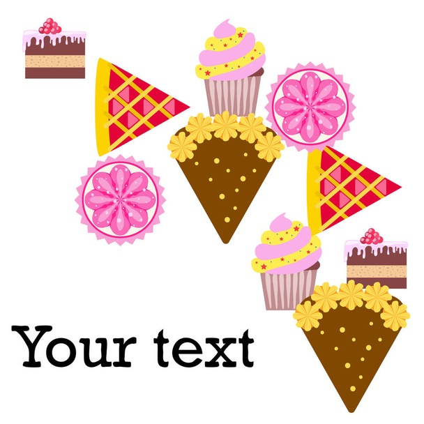 Confection illustration, various desserts vector background - Vector, imagen