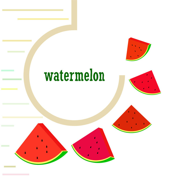 Watermelon. Banner juicy ripe watermelon slices. Summer time. - Vector, Imagen