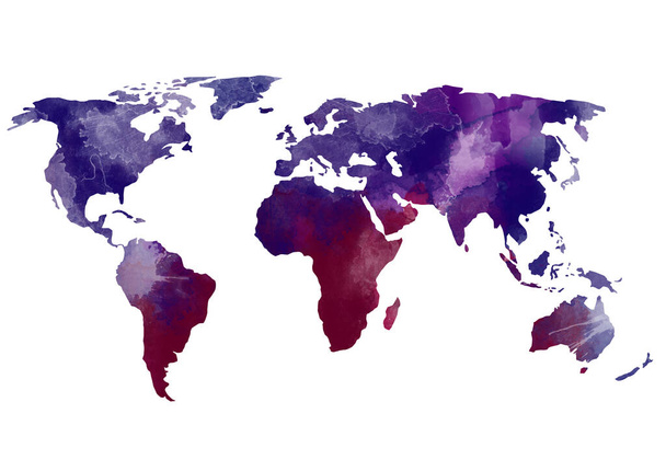 Mappa astratta degli acquerelli del mondo - Foto, immagini