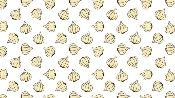 Onion pattern wallpaper. Onion on white background. - Vector, Image