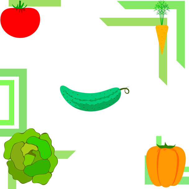 Organic vegetables vector illustration background - Wektor, obraz