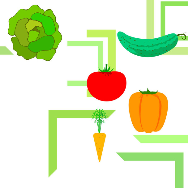 Органічні овочі Векторні ілюстрації фон
 - Вектор, зображення
