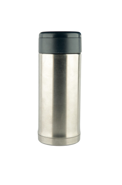 Stainless vacuum bottle on white background - Foto, immagini