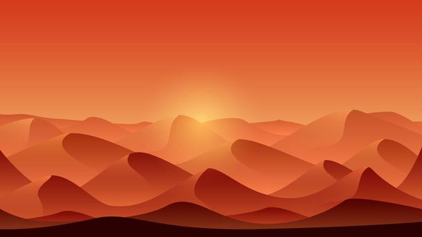 Homokos sivatagi táj vektor Illusztráció homokdűnékkel. Naplemente a sivatagban. - Vektor, kép