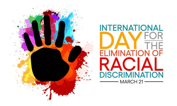 Der Internationale Tag zur Beseitigung der Rassendiskriminierung wird jährlich am 21. März begangen. Vektorillustration. - Vektor, Bild