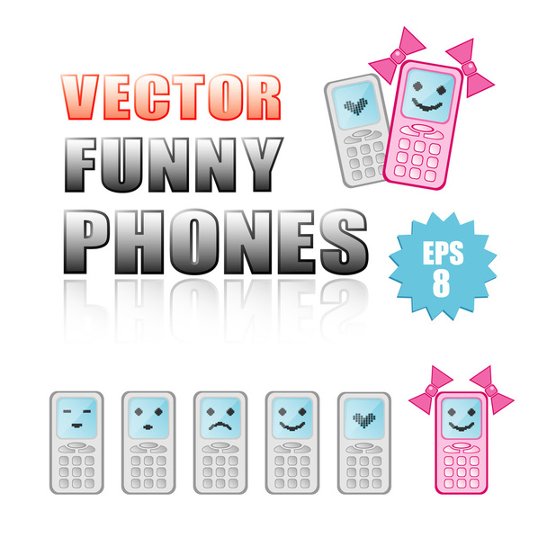 Cartoon mobile phones - Vector, Imagen