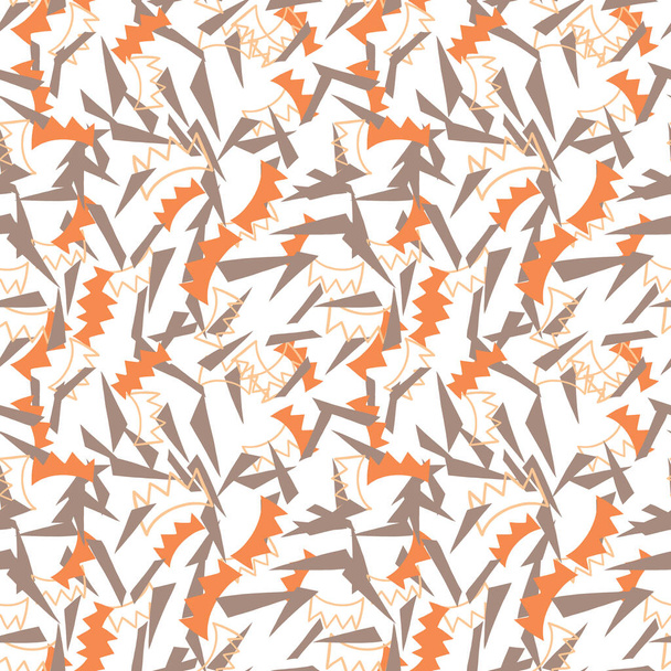 Vector naadloze textuur achtergrond patroon. Handgetekende, oranje, bruine en witte kleuren. - Vector, afbeelding