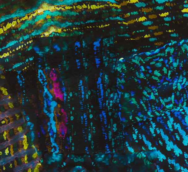 Watercolor Pattern. Acid Tie Dye Patchwork. Brushed Graffiti. Tie Dye Batik. Neon Watercolor Texture. Abstract Poster. Rainbow  Black Dirty Art Painting. Handmade Dirty Art. Aquarelle Print. - Fotoğraf, Görsel