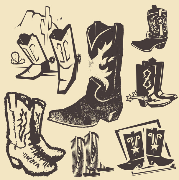 Colección de botas de vaquero
 - Vector, imagen