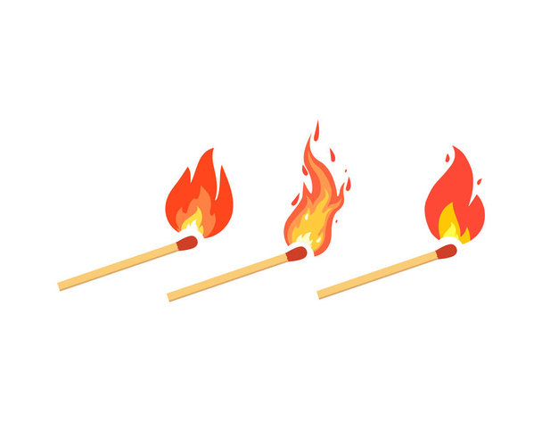 El partido está ardiendo. Símbolo de peligro y objeto inflamable. Ilustración vectorial aislada en estilo plano - Vector, Imagen