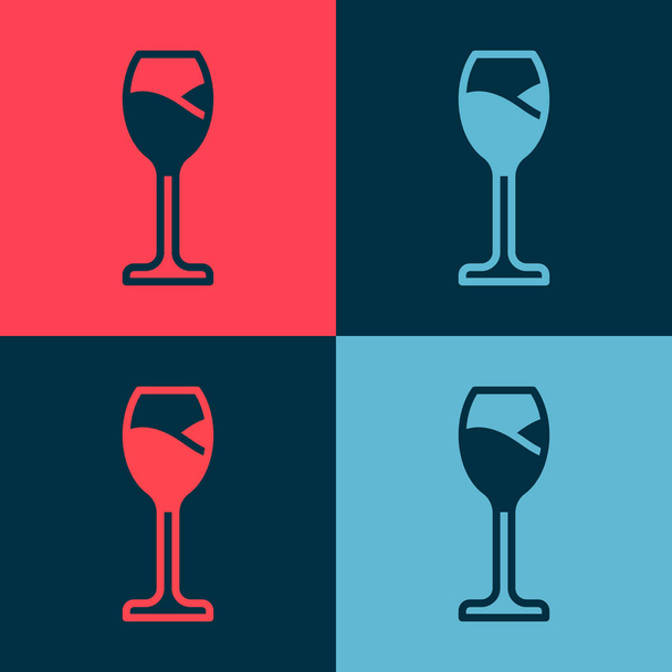 Pop art Wijnglas pictogram geïsoleerd op kleur achtergrond. Een wijnglazen icoon. Goblet symbool. Glaswerk bordje. Vrolijk Pasen. Vector. - Vector, afbeelding
