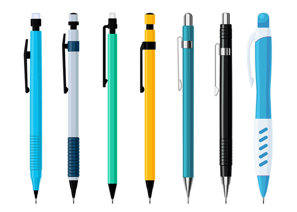 Mechanical pencils set of various designs  - Вектор, зображення