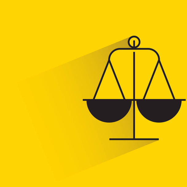 balance scale with shadow on yellow background - Vector, Image