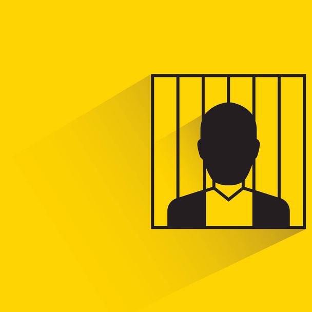 κρατούμενος με σκιά σε κίτρινο διάνυσμα φόντου - Διάνυσμα, εικόνα