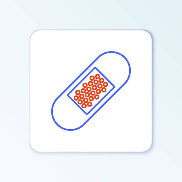 Line Bandage plaster icon isolated on white background. Medical plaster, adhesive bandage, flexible fabric bandage. Colorful outline concept. Vector - Vector, Image