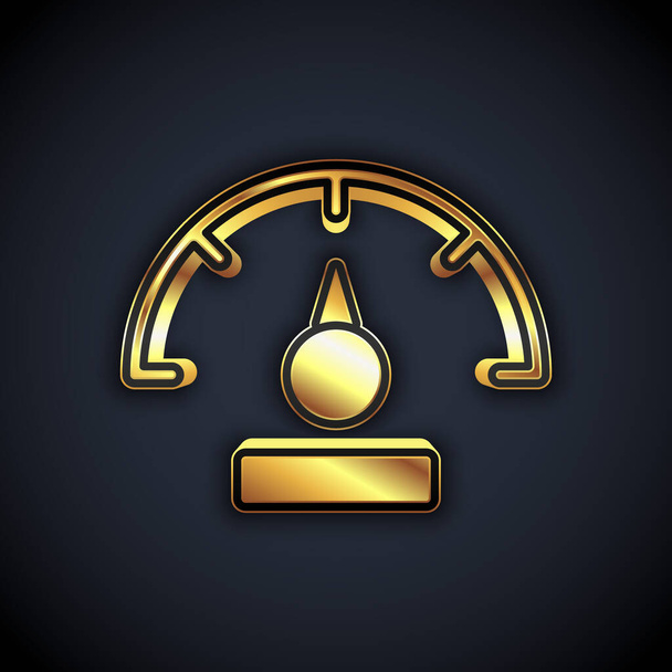 Gold Speedometer icon isolated on black background.  Vector - Vector, Image