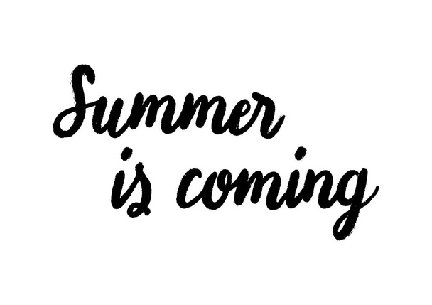 Summer is coming hand lettering on white background. - Vektori, kuva