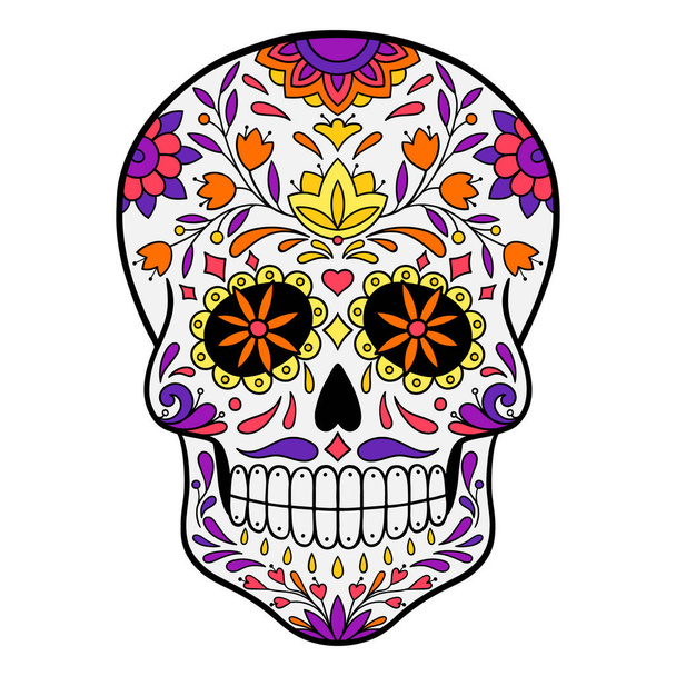 Ημέρα των Νεκρών Γιορτή Ζάχαρη Skull Vector εικονογράφηση - Διάνυσμα, εικόνα