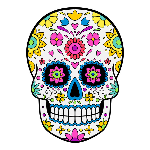 Mexicaanse suikerschedel. Kleurrijke Mexicaanse Suikerschedel - Vector, afbeelding