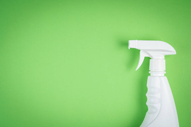 Cleaning supplies on green background - Photo, image