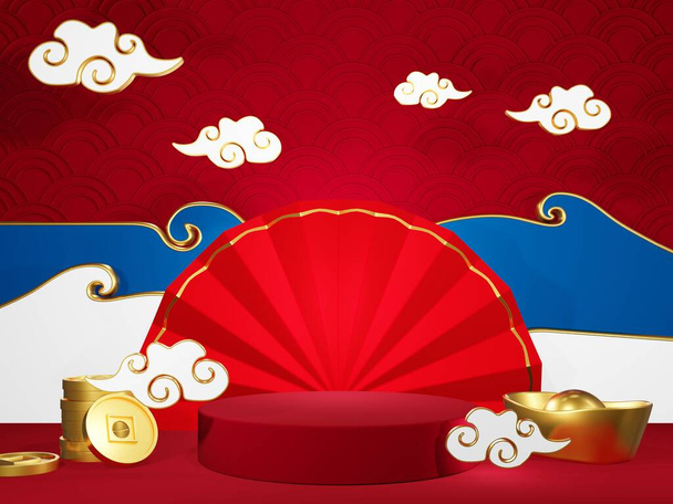 3d κινεζικό νέο έτος banner, ευτυχισμένο το νέο έτος, κινεζική σεληνιακή έννοια του νέου έτους. - Φωτογραφία, εικόνα