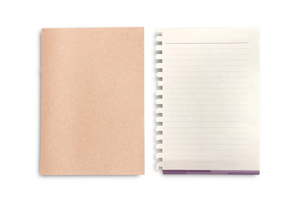 Top view of notebook or blank notepad isolated on white background. Blank page isolated on white background for mockup.  - Photo, Image