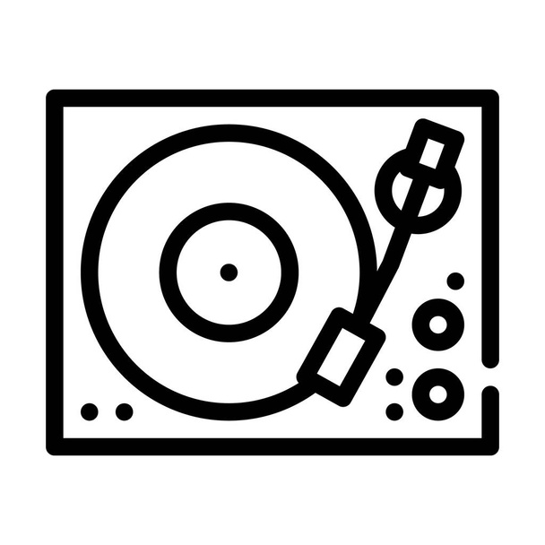 müzik turntable satırı simgesi vektör illüstrasyonu siyah - Vektör, Görsel
