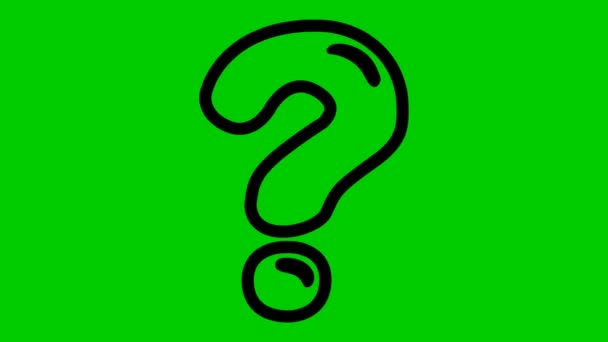 質問マークのアニメーションラインシンボル。ループビデオだ。緑の背景に独立したベクトル図. - 映像、動画