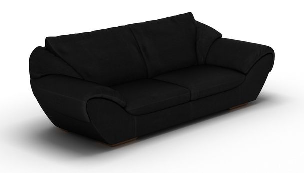 Black Leather Sofa - 写真・画像
