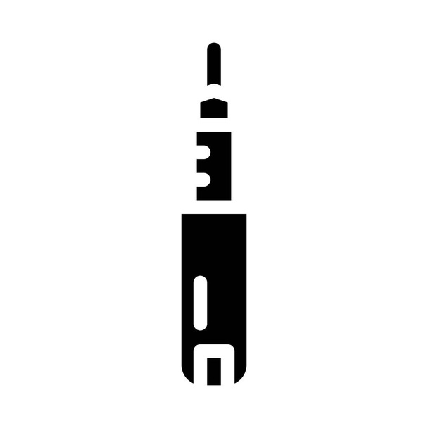 iniettore insulina glifo icona vettoriale illustrazione nero - Vettoriali, immagini