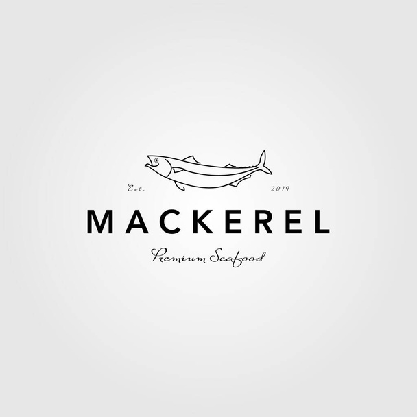makreel lijn art logo vintage vector label illustratie - Vector, afbeelding