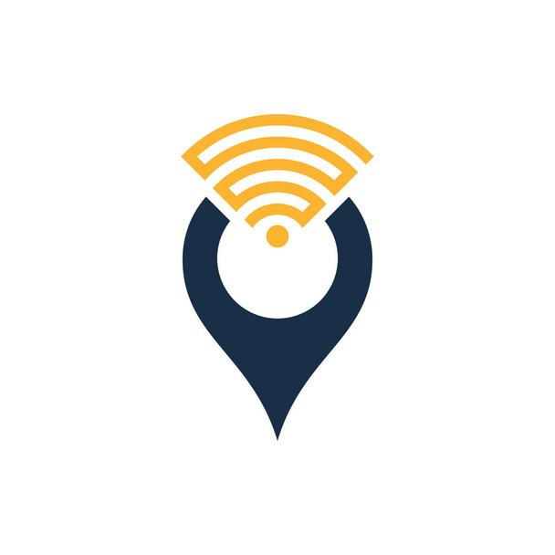 Mappa pin con segnale wifi logo icona vettoriale di progettazione. - Vettoriali, immagini
