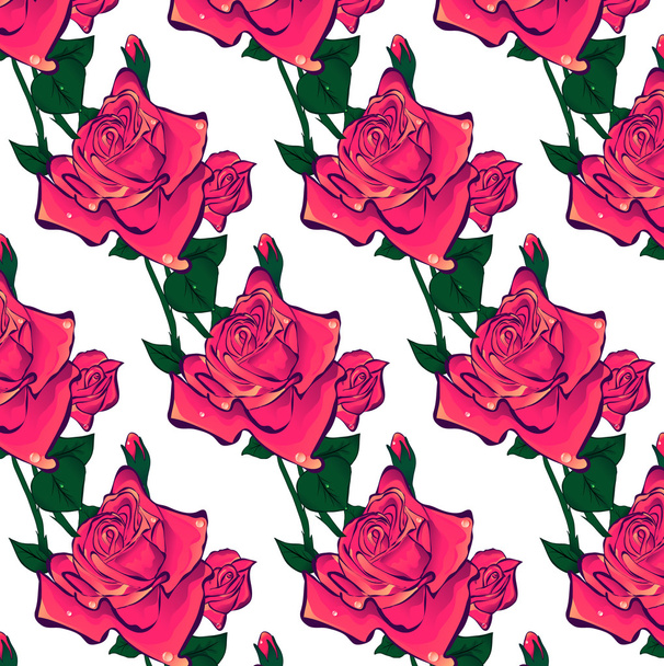 Rose seamless background - Vetor, Imagem