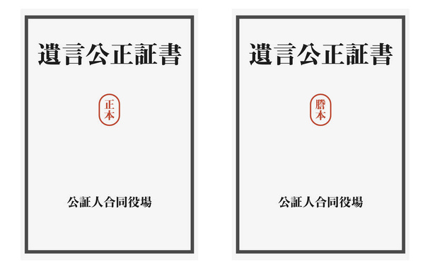 Ilustração da cópia original e certificada da vontade notarial act-Translation: Ato notarial, cópia original, notário escritório público, cópia - Vetor, Imagem