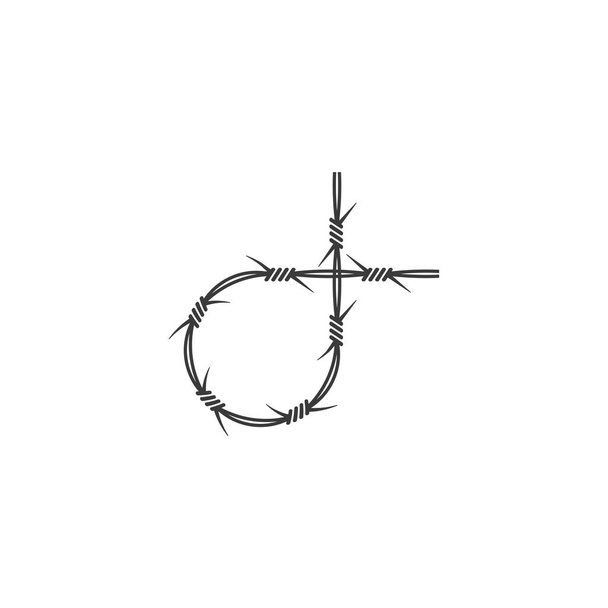 plantilla de diseño de ilustración de vectores de alambre de púas - Vector, Imagen