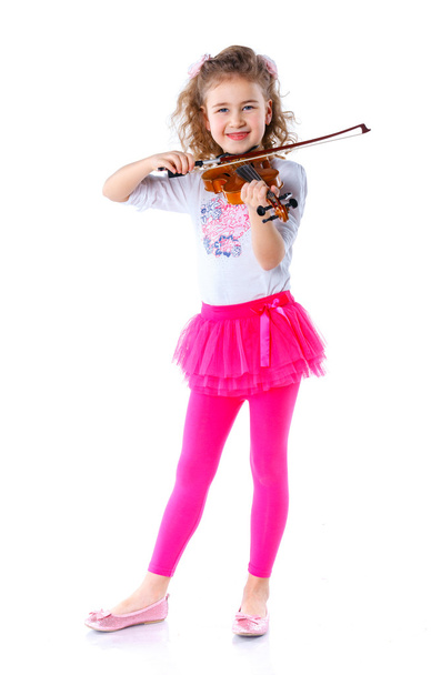 Girl little violinist - Фото, изображение