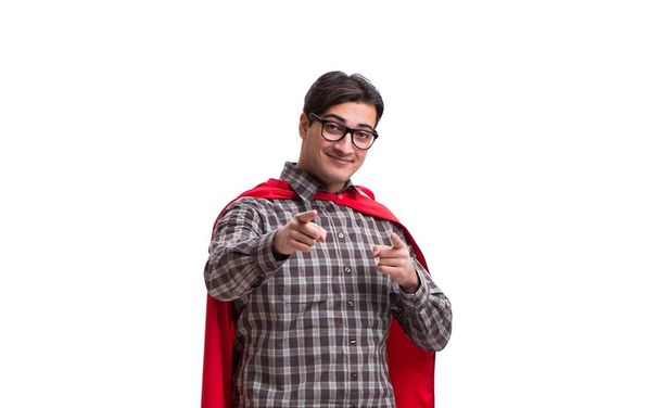 Super hrdina v červeném obalu na bílém - Fotografie, Obrázek